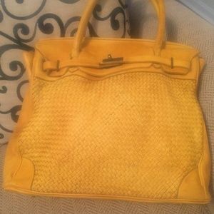 VINTAGE MUSTARD 39CM CALF LEATHER TOTE BAG LAPTOP